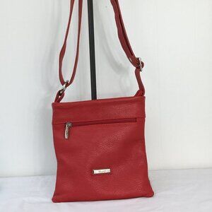 Cristina in Pell Red pebble Leather Adjustable Crossbody Purse EXCELLENT